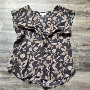 Floral Black and Tan Women's Top